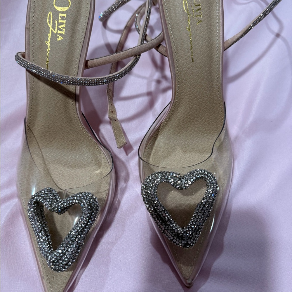 Women's Clear and Silver Heels